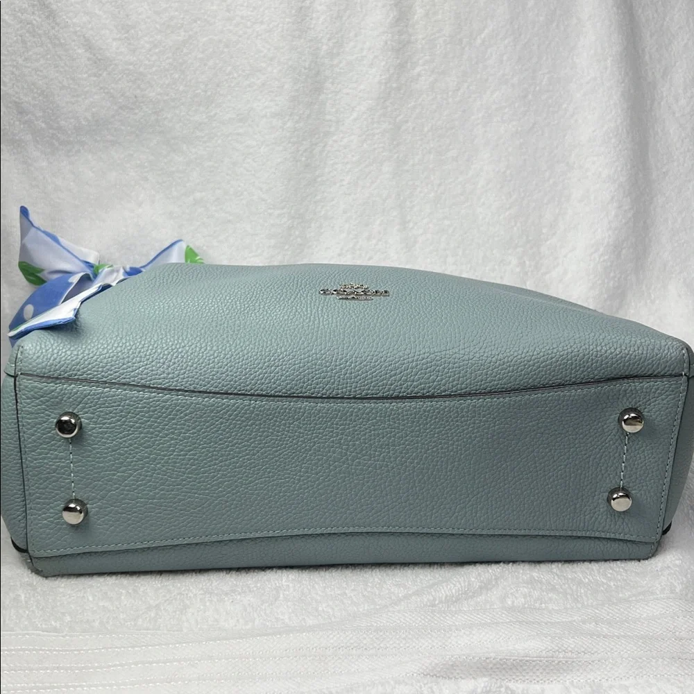 Coach 2019 Light Blue Shoulder Bag with Floral Scarf - Picture 3 of 15